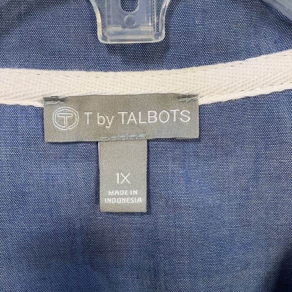 T by Talbots Zip Up Jacket Blue Yellow Blue With Cuffs 1X - Picture 4 of 11